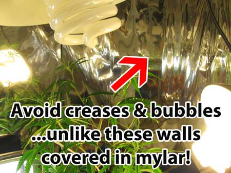 Avoid creases or bubbles in your mylar (or other reflective material) as it reduces light reflectivity